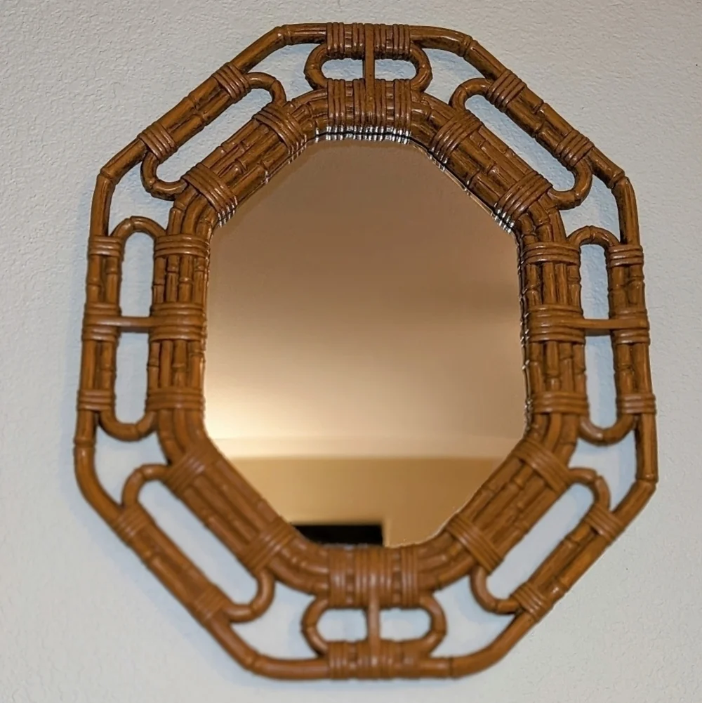 Homco Brown 1983 Boho Octagonal Mirror